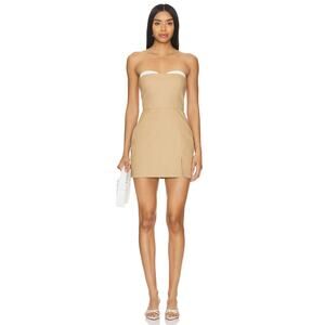 NEW NWT Amanda Uprichard Malene Mini Dress Tan Size Large